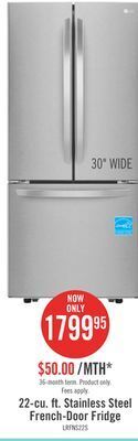 The Brick Lg 21.8 cu. ft. 3-door french door refrigerator - lrfns2200s offer