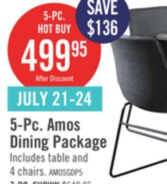 The Brick Amos 5-piece dining package with tess chairs - grey offer