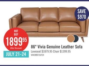 The Brick Vivia top-grain genuine leather sofa - caramel offer