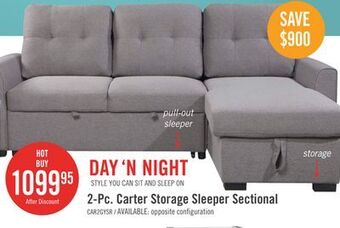 The Brick Carter 2-piece linen-look fabric right-facing sleeper sectional - solis grey offer