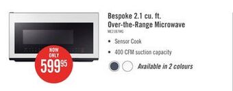 The Brick Samsung bespoke 2.1 cu. ft. over-the-range microwave - me21b706b12/ac offer