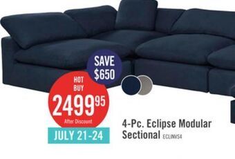 The Brick Eclipse 4-piece linen-look fabric modular sectional - navy offer