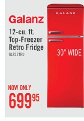The Brick Galanz 12 cu. ft. top-freezer retro refrigerator - glr12trdefr offer