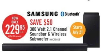 The Brick Samsung 2.1 soundbar with subwoofer and wireless subwoofer offer