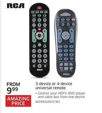 Rca 3-device or 4-device universal remote