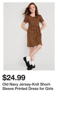 Old Navy Old navy jersey-knit short-sleeve printed dress for girls offer