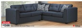Bad Boy Superstore Fabric sectional with accent pillows offer