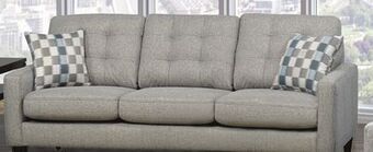 Bad Boy Superstore Fabric sofa with accent pillows offer
