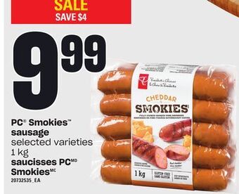 Independent City Market Pc® smokies™ sausage, 1 kg offer