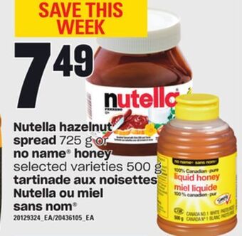 Independent City Market Nutella hazelnut spread, 725 g or no name® honey, 500 g offer
