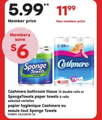 Independent City Market Cashmere bathroom tissue 12 double rolls or spongetowels paper towels 6 rolls offer