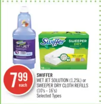 Shoppers Drug Mart Swiffer wet jet solution (1.25l) or sweeper dry cloth refills (10's - 16's) offer