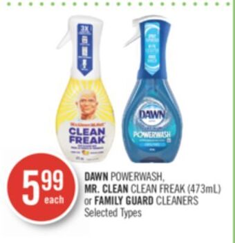 Shoppers Drug Mart Dawn powerwash, mr. clean clean freak (473ml) or family guard cleaners offer