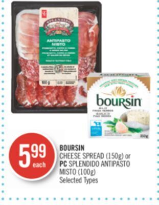 Shoppers Drug Mart Boursin cheese spread (150g) or pc splendido antipasto misto (100g) offer