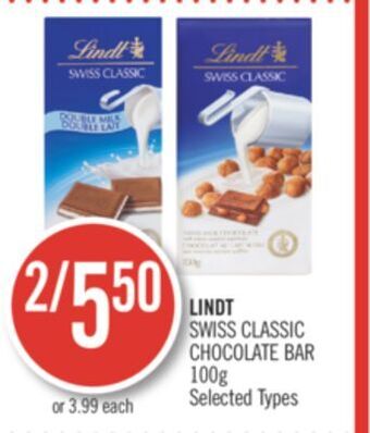 Shoppers Drug Mart Lindt swiss classic chocolate bar offer