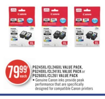 Shoppers Drug Mart Pg245xl/cl246xl value pack, pg240xl/cl241xl value pack or pg260xl/cl261 value pack offer