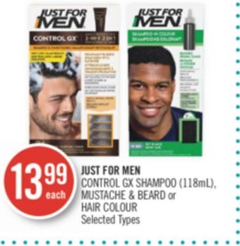 Shoppers Drug Mart Just for men control gx shampoo (118ml) mustache & beard or hair colour offer