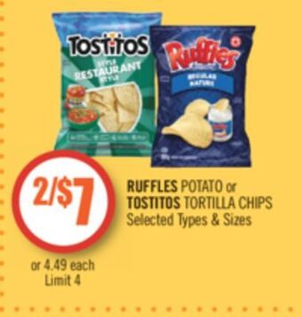 Shoppers Drug Mart Ruffles potato or tostitos tortilla chips offer