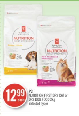 Shoppers Drug Mart Pc nutrition first dry cat or dry dog food offer