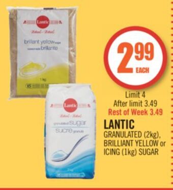 Shoppers Drug Mart Lantic granulated (2kg), brilliant yellow or icing (1kg) sugar offer