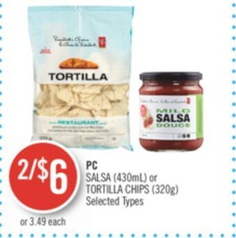 Shoppers Drug Mart Pc salsa 430ml or tortilla chips 320g offer