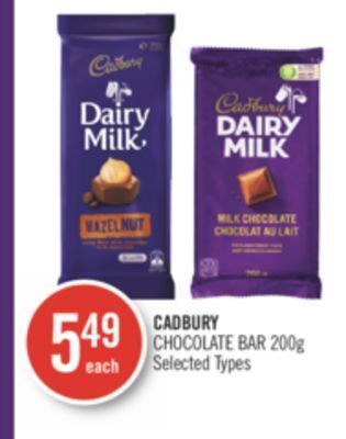 Shoppers Drug Mart Cadbury chocolate bar offer