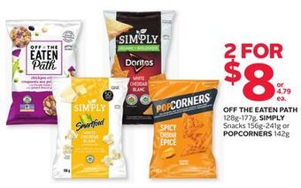 Rexall Off the eaten path 128g-177g, simply snacks 156g-241g or popcorners 142g offer