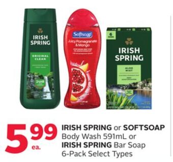 Rexall Irish spring or softsoap body wash 591ml or irish spring bar soap 6-pack offer