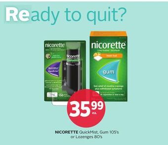 Rexall Nicorette quickmist, gum 105' s or lozenges 80' s offer