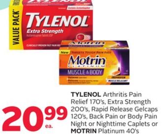 Rexall Tylenol arthritis pain relief 170' s, extra strength 200' s, rapid release gelcaps 120' s, back pain or body pain night or ni offer