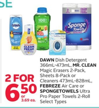 Rexall Dawn dish detergent 366ml-473ml, mr. clean magic erasers 2-pack, sheets 8-pack or cleaners 473ml-828ml, febreze air care or s offer