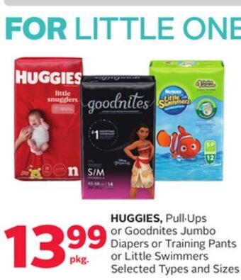Rexall Huggies, pull. ups or goodnites jumbo diapers or training pants or little swimmers offer
