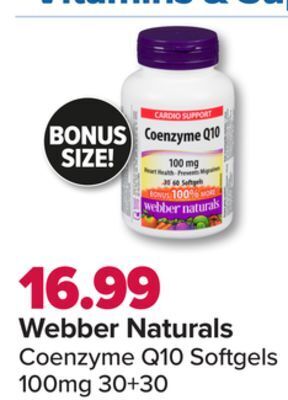 PharmaChoice Webber naturals coenzyme q10 softgels offer