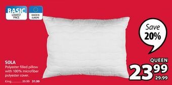 JYSK Sola polyester filled pillow offer