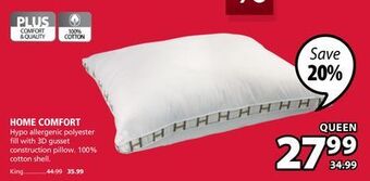 JYSK Home comfort hypo allergenic polyester fill with 3d gusset construction pillow offer