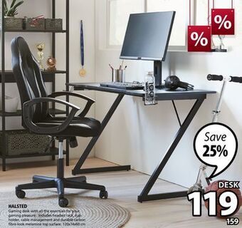 JYSK Halsted gaming desk with all the essentials for your gaming pleasure offer