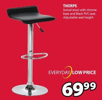 JYSK Thorpe swivel stool with chrome base and black pvc seat offer