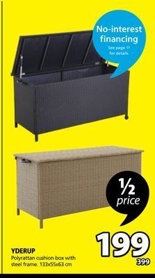 JYSK Yderup polyrattan cushion box with steel frame offer