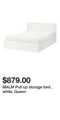 IKEA Malm pull up storage bed , white, queen offer