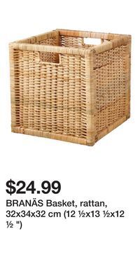 IKEA Branäs basket, rattan, 32x34x32 cm (12 ½x13 ½x12 ½ ) offer