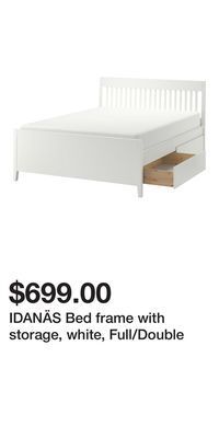 IKEA Idanäs bed frame with storage, white, full/double offer