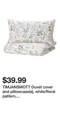 IKEA Timjansmott duvet cover and pillowcase(s), white/floral pattern, full/queen (double/queen) offer