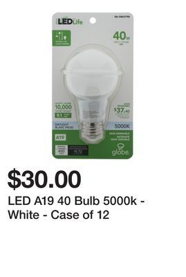 Dollarama Led a19 40 bulb 5000k - white - case of 12 offer