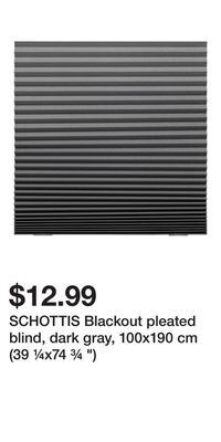 IKEA Schottis blackout pleated blind, dark gray, 100x190 cm (39 ¼x74 ¾ ) offer