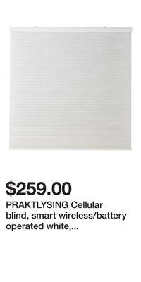 IKEA Praktlysing cellular blind, smart wireless/battery operated white, 122x195 cm (48x76 ¾ ) offer