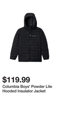 Sport Chek Columbia boys' powder lite hooded insulator jacket offer