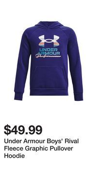 Sport Chek Under armour boys' rival fleece graphic pullover hoodie offer