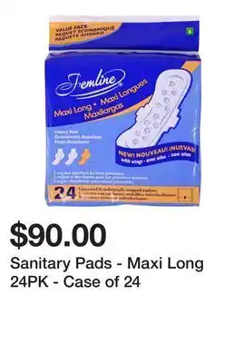 Dollarama Sanitary pads - maxi long 24pk - case of 24 offer