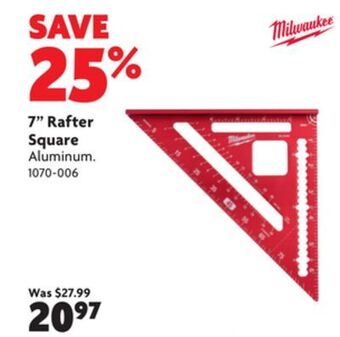 Home Hardware 7 rafter square aluminum. offer