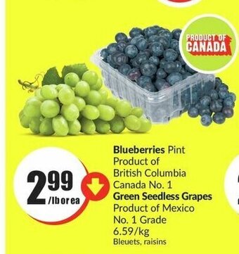 FreshCo Blueberries or Green Seedless Grapes offer